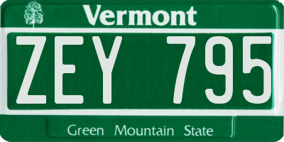 VT license plate ZEY795