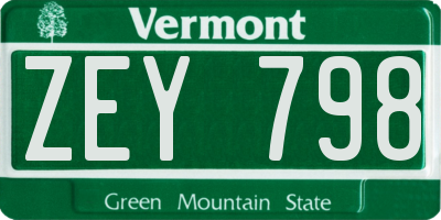 VT license plate ZEY798