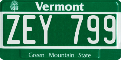 VT license plate ZEY799