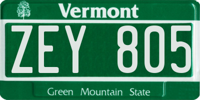 VT license plate ZEY805