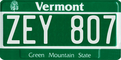 VT license plate ZEY807