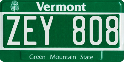 VT license plate ZEY808