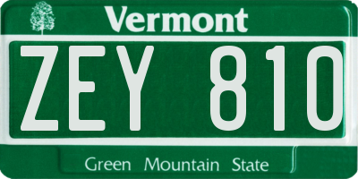 VT license plate ZEY810