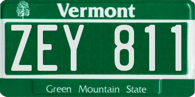 VT license plate ZEY811