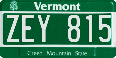VT license plate ZEY815
