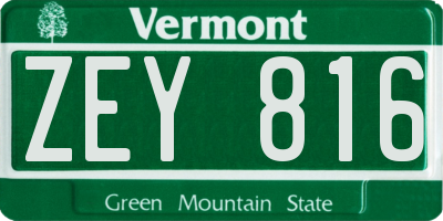 VT license plate ZEY816