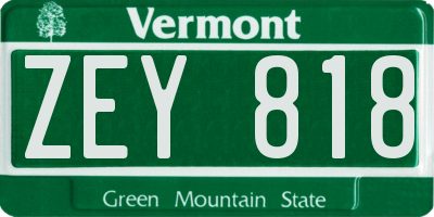 VT license plate ZEY818
