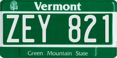 VT license plate ZEY821