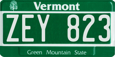 VT license plate ZEY823