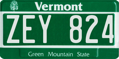 VT license plate ZEY824