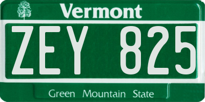 VT license plate ZEY825