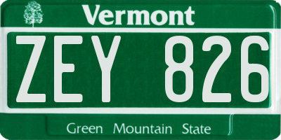 VT license plate ZEY826