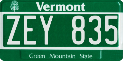 VT license plate ZEY835