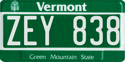 VT license plate ZEY838