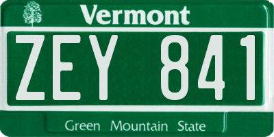 VT license plate ZEY841