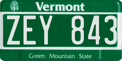 VT license plate ZEY843
