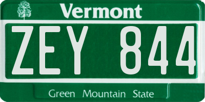 VT license plate ZEY844