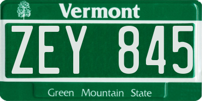 VT license plate ZEY845