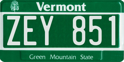 VT license plate ZEY851