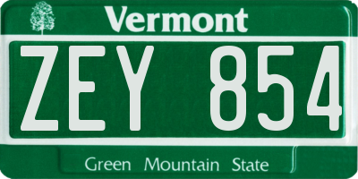 VT license plate ZEY854