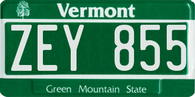 VT license plate ZEY855