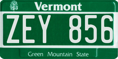 VT license plate ZEY856