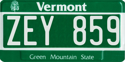 VT license plate ZEY859