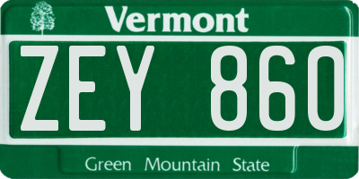 VT license plate ZEY860