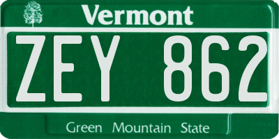 VT license plate ZEY862