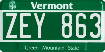 VT license plate ZEY863