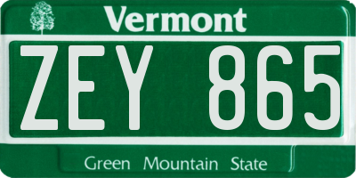 VT license plate ZEY865