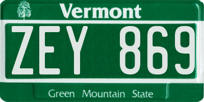 VT license plate ZEY869