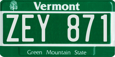 VT license plate ZEY871