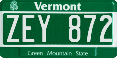 VT license plate ZEY872