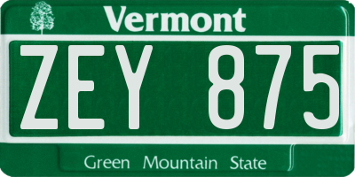 VT license plate ZEY875