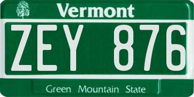 VT license plate ZEY876