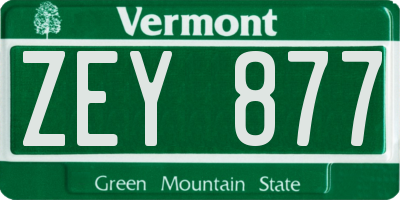 VT license plate ZEY877