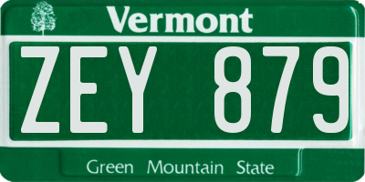 VT license plate ZEY879