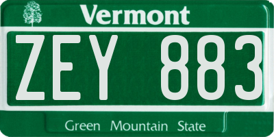 VT license plate ZEY883