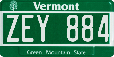 VT license plate ZEY884