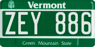 VT license plate ZEY886
