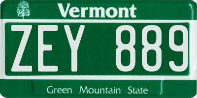 VT license plate ZEY889