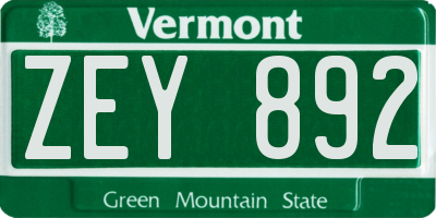 VT license plate ZEY892