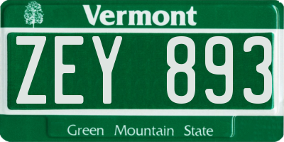 VT license plate ZEY893