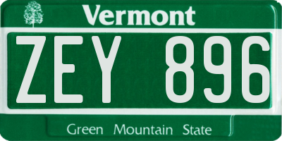 VT license plate ZEY896