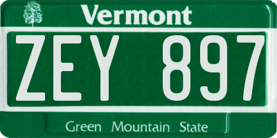 VT license plate ZEY897