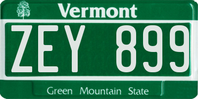 VT license plate ZEY899