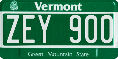 VT license plate ZEY900