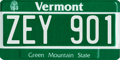 VT license plate ZEY901