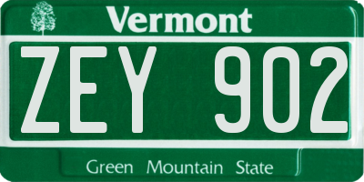 VT license plate ZEY902